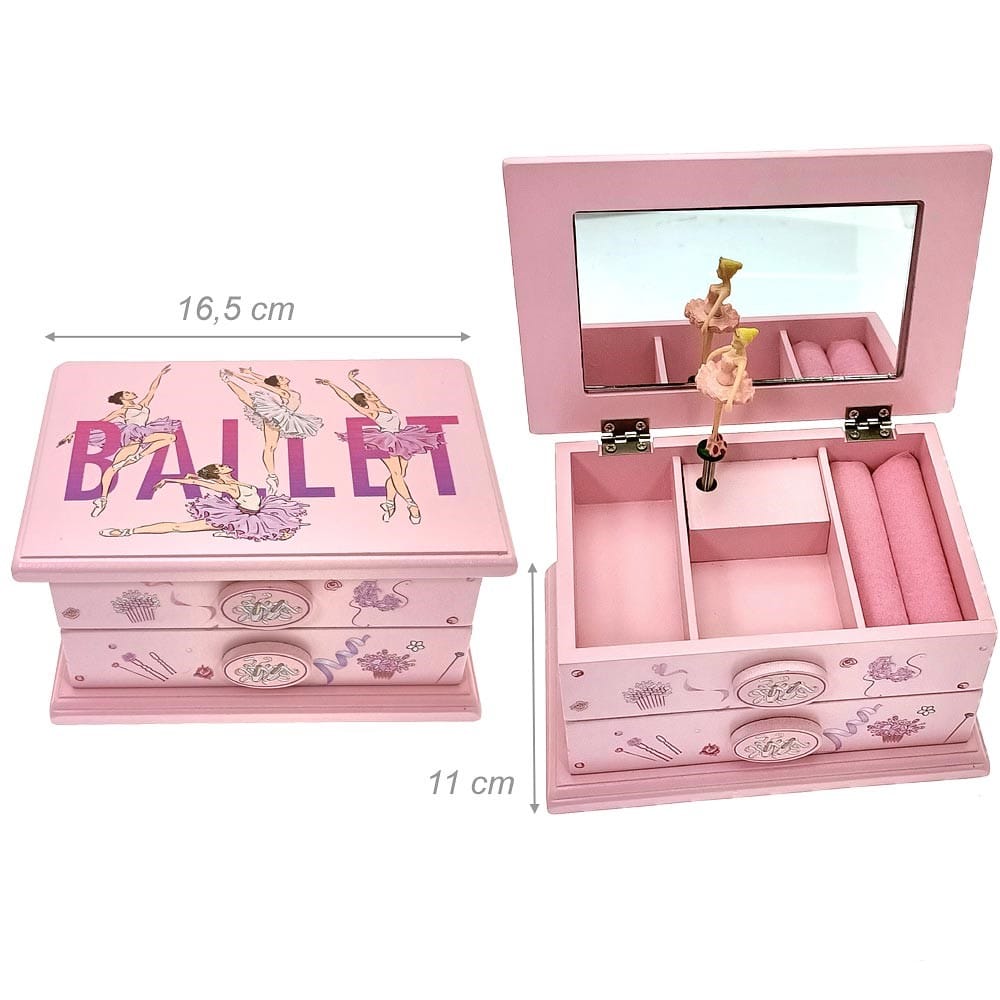 Portagioielli in Legno Danza con Carillon e Ballerina