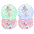 Carillon Musicale con Sfera di Vetro e Ballerina Rosa con Base Cigno