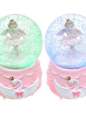 Carillon Musicale con Sfera di Vetro e Ballerina Rosa con Base Cigno - Immagine 2