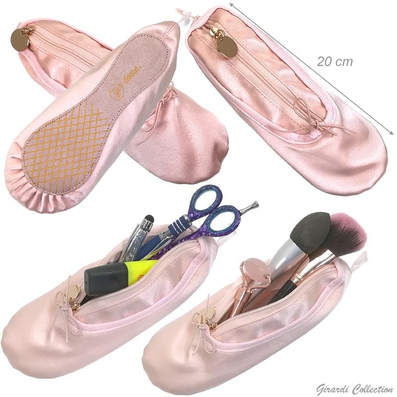 Portatrucchi e Portapenne Girardi in tessuto rosa 20 cm