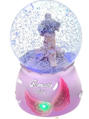 Carillon Musicale con Sfera di Vetro e Ballerina Viola con Base Ali - Immagine 2