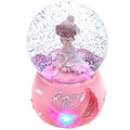 Carillon Musicale con Sfera di Vetro e Ballerina Rosa con Base Ali